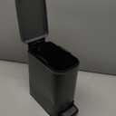 TIPGO Slim Bathroom Trash Can with Lid Soft Close, Step Pedal, 6 Liter / 1.6 Gallon Stainless Steel Trash Bin, Small Garbage Cans for Bedroom, Office, Kitchen (Matte Black)