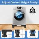 Mini Fridge Stand with Silicone Mat, Adjustable Height 4.1-5.1" Washer and Dryer Stand Base with 24"x24" Silicone Drip Tray Mini Refrigerator Stand Base for Furniture Portable Appliance Pedestal Black