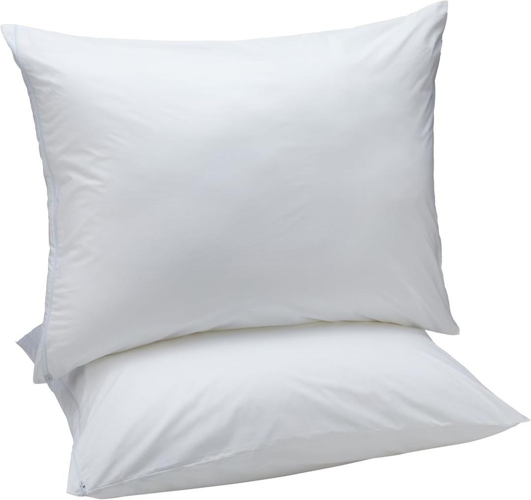 Amazon Basics Down Alternative Bed Pillows and Pillow Protector Case 2-Piece Set, 26 in x 20 in, Soft Density, Standard - Pack of 2, White (Standard (2 Pillows + 2 Protectors))
