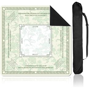 Scalloped Mahjong Mat Set with 1 Carrying Bag Anti Slip Noise Reduction Gaming Mat 31.531.5 Inch Green Gaming Tablemat Mahjong Accessories Gifts Multi Purpose Game Table Cover for Board Tile Games