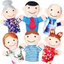 6 Pcs Family Style Hand Puppets Soft Plush Puppet Family Members Cute Hand Toys for Teachers Parents Shows Story Time Playtime Schools, Grandparents, Mom, Dad, Brother, Sister