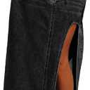Jean Skirts for Women Maxi Side Slit Summer Trendy Denim Long Skirt (Black)
