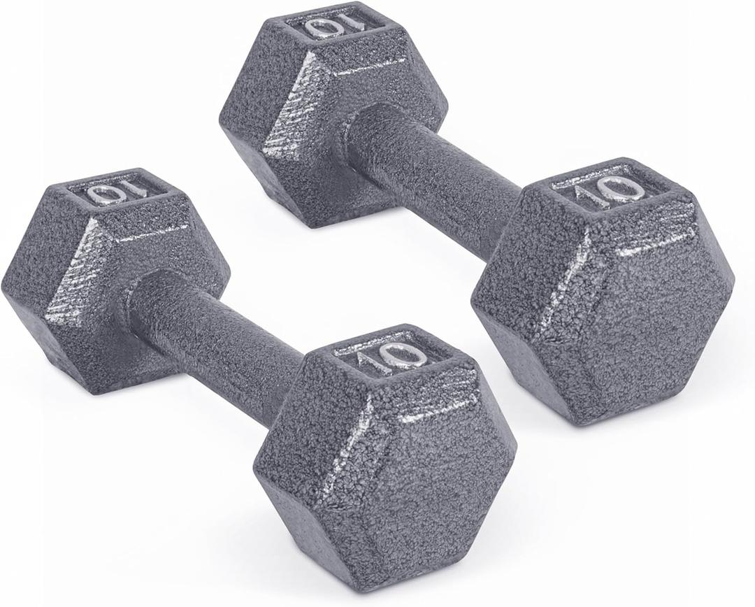 CAP Barbell Cast Iron Hex Dumbbell | Multiple Options (10 lb, Gray, Pair)