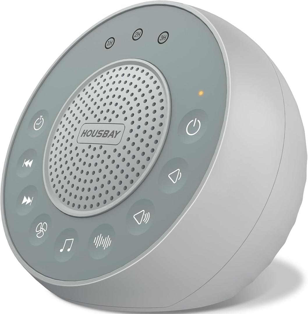 Housbay White Noise Sound Machine, 31 Soothing Sounds, 5W Loud Stereo Sound, Sleep Timer, Small Travel Sleep Machine & Noise Canceling for Sleeping, Relaxation-Gray