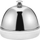 EATAKWARD Ceramic Butter Dish with Stainless Dome Cover, Cheese Dish with Lid, Small Cheese Plate Serving Tray with Silver Handled Lid for Countertop, Dessert, Cupcake, Cream Cake, Appetizer