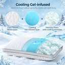 Rainmr Shredded Memory Foam Cooling Pillow for Sleeping, 20" x 36" King Size Pillow with Dual-Side Pillowcase - Cool & Bamboo-Derived Rayon Sides, Supportive Firm Bed Pillow (King)
