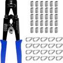 Wire Rope Crimping Tool Kit, Built-in Cutter Swaging Tool, Crimping Loop sleeve from 3/64-inch to 1/8-inch, for Aluminum Oval Sleeves, Double Sleeve