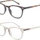 MODFANS Women Reading Glasses Men Matte Readers,Lightweight Glossy Frame Flexible Spring Hinge Stylish Eyeglasses with Pouch/Cloth