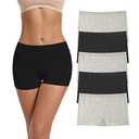 DEEP TOUCH Womens Cotton Boy shorts Panties Boxer Briefs Underwear 3" Inseam 5 Pack, S