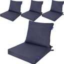 Deep Seat Cushions, Outdoor Cushions, Patio Furniture Cushions, Deep Seat & Back Cushion Patio Cushions for Backyard Couch Sofa Fade Resistant (22x24x4 inches 4 Sets, Blue Grey)