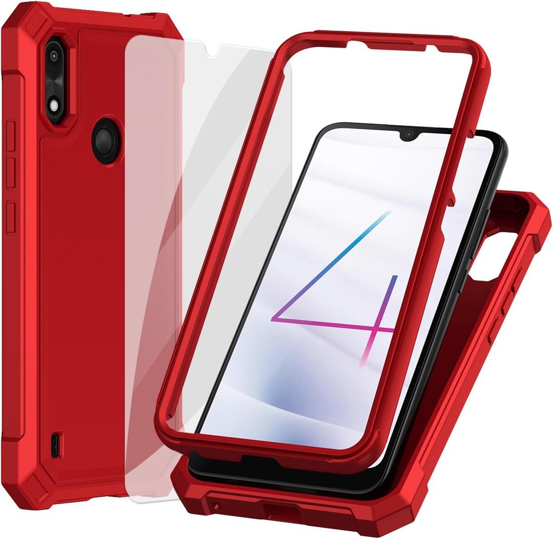 Ailiber Case for Gabb Phone 4, Phone 4 Cell Phone Case with Screen Protector, Dual Layer TPU Bumper Protective, Rugged Silicone Scratch Resistant, Military Grade Shockproof Cover-Red
