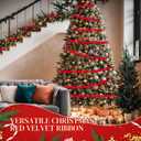 6 Yards Red Velvet Christmas Tree Garland with 36 Jingle Bells, Velvet Bell Garland Ribbon for Christmas Tree Vintage Xmas Ornaments for Home Wreath Staircase Party Holiday Decor