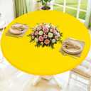 Moosfor Round Spandex Tablecloth, Elastic Fitted Waterproof Tablecloths for 45"-56" Tables, Stretch Washable Picnic Table Cover for Camping, Dining, Indoor and Outdoor, Yellow