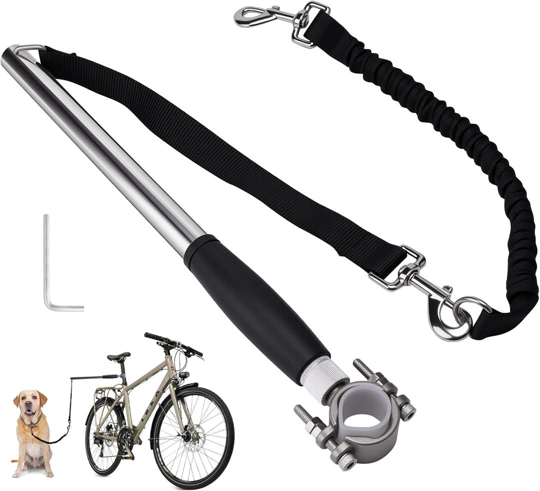 Pietenjoy Hands Free Dog Bike Leash - Heavy Duty Bicycle Attachment with Quick Connect & Buffer Rope, Fit Leash for Medium Large Dogs - Cycling, Jogging, Outdoor Exercise (Black)