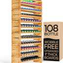 NutriChef 108 Bottle Wine Rack Stackable Bamboo Freestanding, 12 Tier Modular Shelf, Sturdy Wobble Free Upgraded 2026 Design, Easy No-Tool Assembly for Kitchen Cellar or Bar Storage 33.5" x 10" x 63, 33.5" x 10" x 62.75"