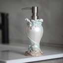 Bule Ocean-Themed Soap Dispenser 7oz Resin Refillable Pump Bottle with Shell & Wave Design, Stainless Steel Head, for Bathroom or Kitchen Counter Dcor