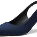 DREAM PAIRS Women's Kitten Heel Slingback Pointed Closed Toe Low Stiletto Heels Dress Bridal Elegant Wedding Pumps Shoes, Size 7.5 Navy-Suede-1,SDPU2444W