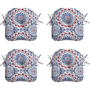 Arden Outdoor Tufted Bistro Seat Cushion, Set of 4, 14.5 in x 15 in, Rain-Proof, Fade Resistant Clark Blue