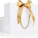 EUSOAR Thank You Gift Bags, 25pcs 8.6"x3.9"x7" White Party Favor Bag with Bow Ribbon, Gift Wrap Treat Bags Bulk for Wedding Birthday Bridesmaid Anniversary Holiday Bridal Party