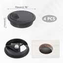 5 x Quacc 4 PCS Desk Cable Wire Grommet Table Cable Grommet Desk Cable Hole Cover Plastic Desk Grommet for Organize Office and Home Table Cable (Black)