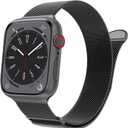 MARGE PLUS Compatible with Apple Watch Band Series 10, Ultra 2, SE, Ultra 9 8 7 6 5 4 Women and Men, Stainless Steel Mesh Loop Magnetic Clasp Replacement for iWatch Bands 44mm 45mm 46mm 49mm Black