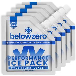 Below Zero Reusable Ice Packs for Coolers Long Lasting Cooler Ice Pack Blocks, Leak-Proof Freezer Packs for Camping, Lunch Boxes & Travel