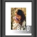 An&He 8x10 Picture Frame, Classic Wooden Style Frame with PS Cover for Home and Office Decor  Black