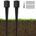 2Pcs 36"Fence Post Anchor Ground Spike| Black Powder-Coated| 4"x4"