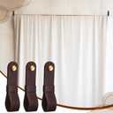 6 x CroBlissful 6 Pcs Leather Curtain Rod Holders PU Leather Curtain Rod Bracket Mounted Loop Straps with Screws and Plastic Wall Plugs, Boho Pole Hanger Hook for Towel Oar Home Wall Display (Dark Brown)