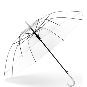 6 Pieces Wedding Umbrellas Bulk Auto Open Stick Umbrellas with White European J Hook Handle Windproof Large Canopy Umbrella for Outdoor Wedding Bride Groom Photography Golf