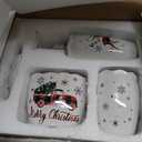 Newtay Christmas Bathroom Accessories Set of 4, Christmas Buffalo Bathroom Decor Merry Christmas Bathroom Tumbler Soap Dispenser Toothbrush Holder Soap Dish for Winter Xmas Theme Bathroom Decoration