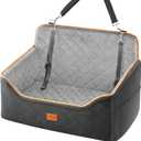 Dog Car Seat for Medium Dogs - Pet Car Seat with 2 Safety Straps & Waterproof Padding, Portable Pet Carrier for Cars, Trucks & SUVs, Comfortable Booster Bed for Pets Up to 55lbs (Black/Grey)