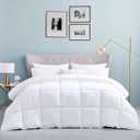 Luxurious Oversize California King Size Hard-to-FIND 75 Oz Fill Weight Goose Down Alternative Comforter, 600 Thread Count 100% Egyptian Cotton Cover, 700 Fill Power, Solid White Color