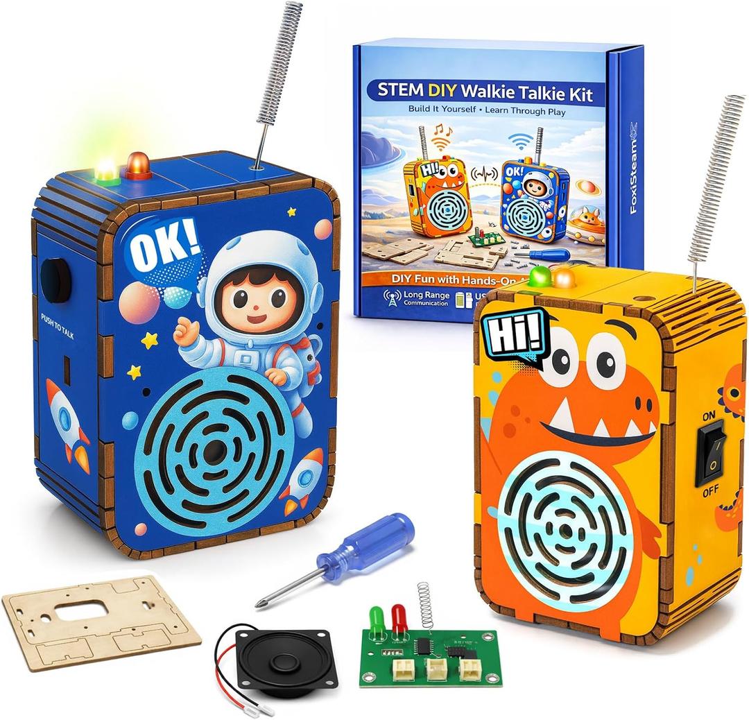 STEM Toys for Kids Ages 5-12, DIY Walkie Talkie Building Kit for Outdoor Play, Science Kits for Kids 8-10 8-12, Educational Engineering Toys for Home, School Projects, and Camp Activities
