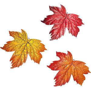 QSDGFH 3 Pcs Metal Wall Art, Metal Craked Maple Leaf with Hook Hanging Ornament for Livingroom Bedroom Wall Sculptures for Fall Holiday Indoor Outdoor 9.4 x 8.6inch