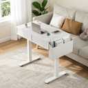 KLUVIS Electric Standing Desk with Drawers, 32 Inch White Small Height Adjustable Sit Stand Desk with Storage for Small Space Home Office Bedroom, Study Writing Stand up Computer Desks for Girls Work, 31.5''