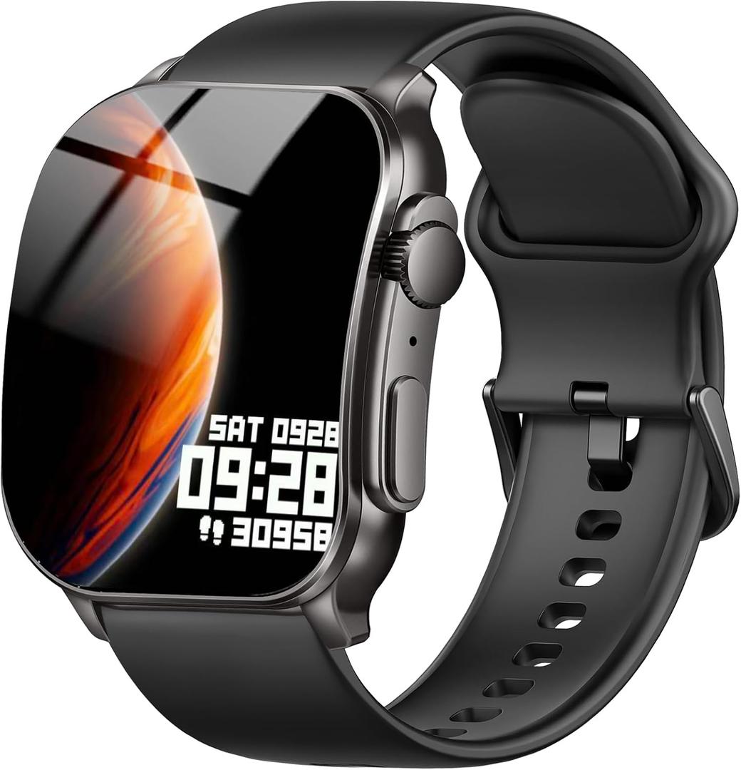 Smart Watch for Men, 2.01" AMOLED Curved Display Fitness Tracker with Answer/Make Calls, 100+ Sport Modes, Fitness Watch with 24/7 Heart Rate/Sleep Monitor/Pedometer, IP68 Waterproof, for Android iOS