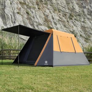 EVER ADVANCED Blackout 6 Person Camping Tent, Instant Cabin Tent for Family with Vestibule and Large Mesh Windows, 60s Easy Setup, Double Layer, Water-Resistant, Orange & Black