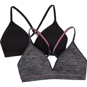 Fruit of The Loom Girls' 2-Pack Seamless Soft Cup Bras  Lightweight & Gentle Support (Dark Grey Heather/Black Hue)