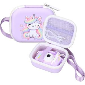 worfty Kids Camera Case Compatible with MAVOKIS/Envyvip/Seckton/KIZJORYA/Goopow Digital Video Camera Toys Camcorder Storage Holder Carrying - Purple Unicorn(Case Only)