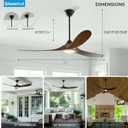72 inch Outdoor Ceiling Fan with Lights-Glass Lamp, Large Damp Rated Wood Propeller Blades for Big Patios & Porch, Smart APP and Remote Control, 3 Blades Dimmable LED Ceiling Fans, High CFM-Walnut