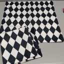Black White Pillow Cover, Black and White Diamond Harlequin Pattern Square 18 x 18 Inches Decorative Throw Pillow Covers Cotton Cushion for Sofa Bedroom Car, Black, Set of 2