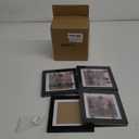 KINLINK 5x5 Picture Frame Black Set of 4, Wooden Square Photo Frames Matted 4x4 with Plexiglass for 4x4 with Mat or 5x5 without Mat for Table and Wall Display