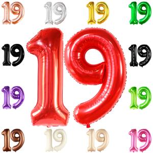 KatchOn, Giant 19 Birthday Balloons Red - 40 Inch | 19 Balloons for 19th birthday decorations | Red 19 Balloon Number | 19th Birthday Balloons for 19 Year Old Birthday Party Decorations