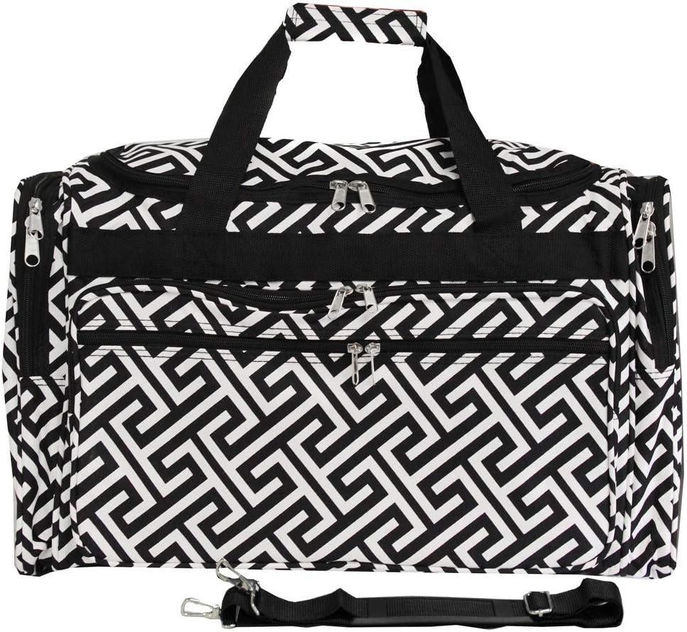 World Traveler Greek Key 22-Inch Carry-On Duffel Bag  Lightweight Polyester with Adjustable Shoulder Strap