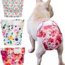 CuteBone Washable Dog Diapers Female No Tail Hole 3 Pack Reusable Doggie Period Training Pants for Docked-Tail Frenchie French Bulldog Boston Terrier Without Tail, XS