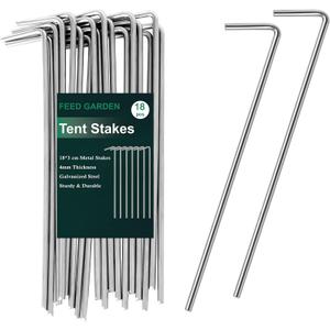 FEED GARDEN 7 Inch Tent Stakes 18 Pack Yard Inflatable Stakes for Outdoor Decorations Metal Pegs Heavy Duty Garden Hooks Camping Tent Spikes for Canopies, Tarp and Outdoor Christmas Decorations