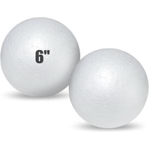 Styrofoam Balls 6 Inch,2PC Large White Foam Balls for Crafts, DIY Craft Giant Foam Ball for Home and School,Smooth Solid Round (Styrofoam-6in-2pc)