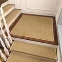 Bullnose Carpet Stair Treads, Non Slip Landing Mat for Wooden Steps Indoor, Soft Stair Rugs for Pets, Indoor Doormat for Kitchen Bathroom, Washable, 30"x30" 1 Pcs, Beige