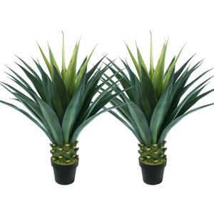 3.5ft Artificial Agave Plant, 42 Inch Tall Faux Agave Plants in Black Pot, Fake Floor Plant Outdoor Indoor for Front Porch Patio Home Office Door Step Hotel Desert Style Decor 2PCS